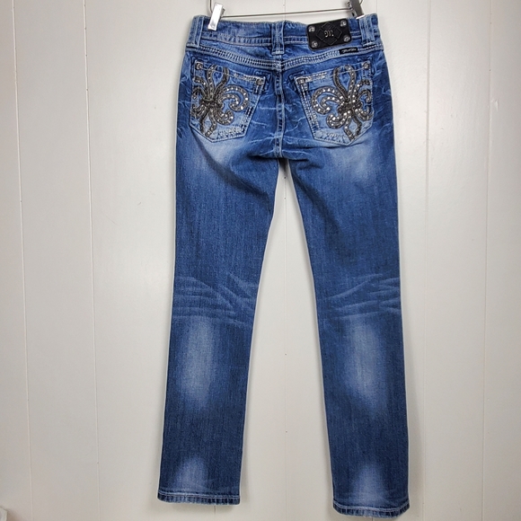 Miss Me JE604878R straight leg beeded studded rhinestone jeans size 28 - Picture 3 of 13